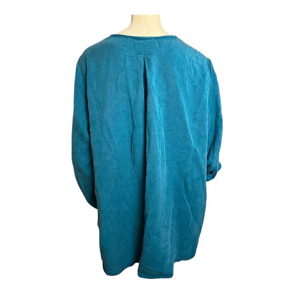 Soft Surroundings Teal Blue Oversized Blouse Shirt Top Womens Plus 1X - Picture 7 of 7